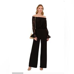 NWT//Adrianna Papell Black Lace Off-Shoulder Jumpsuit/SZ 6